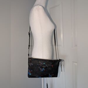 Coach 1941 Collection Black Leather Crossbody and Pouch with Exotic Birds Motif